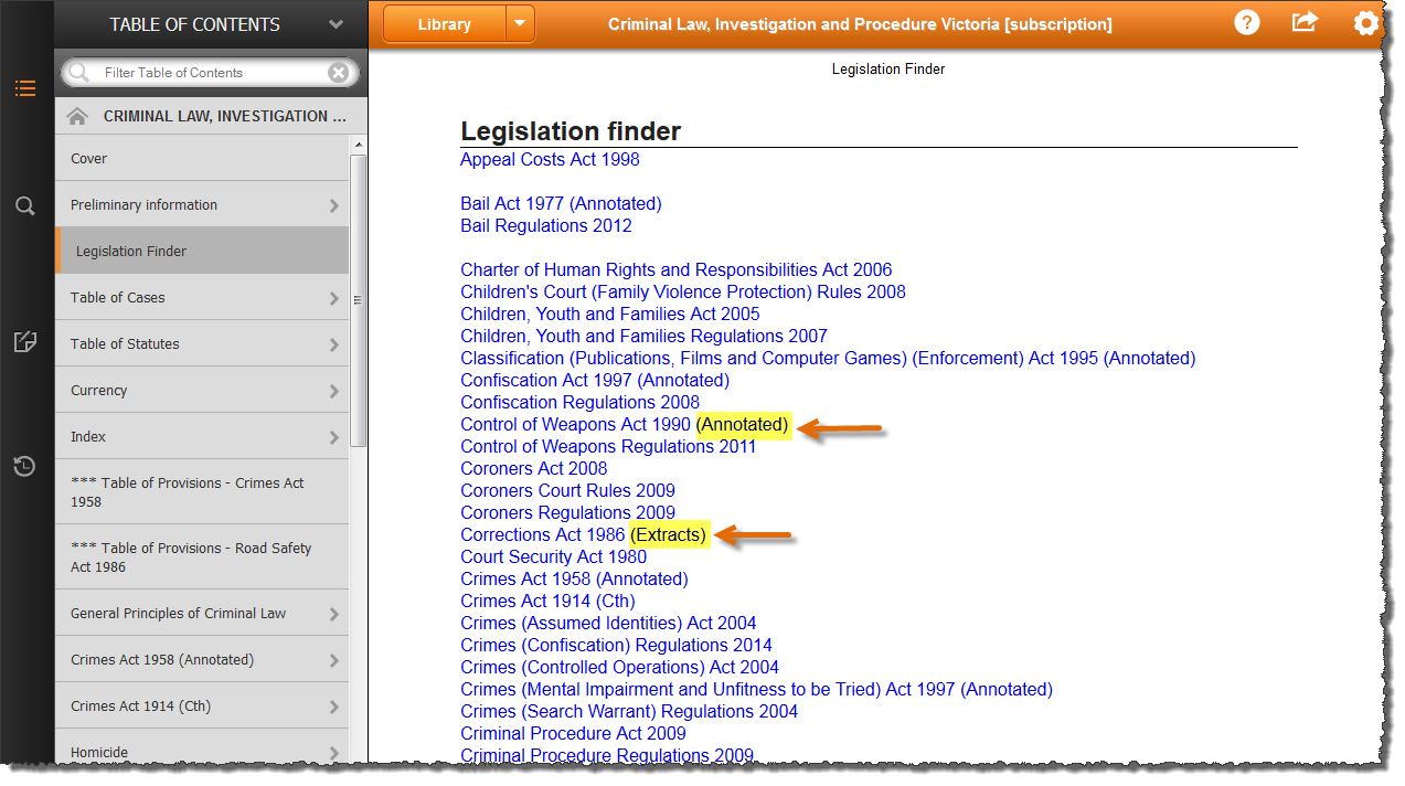 legislation finder list