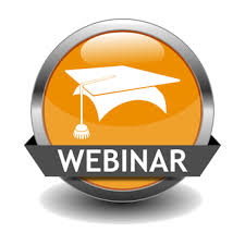 Image of graduation cap with webinar in circle orange
