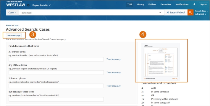 Westlaw Australia Tip - Setting A Start Page To The Cases Advanced ...